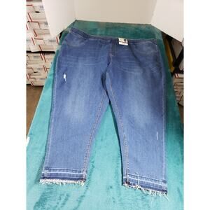 Terra Sky Jeans Size 4 X Womens Blue Pull On Pants Mid Rise Fray Hem Skinny NWT